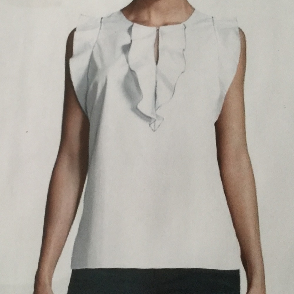 Tahari - White Sleeveless Blouse - Picture 1 of 8